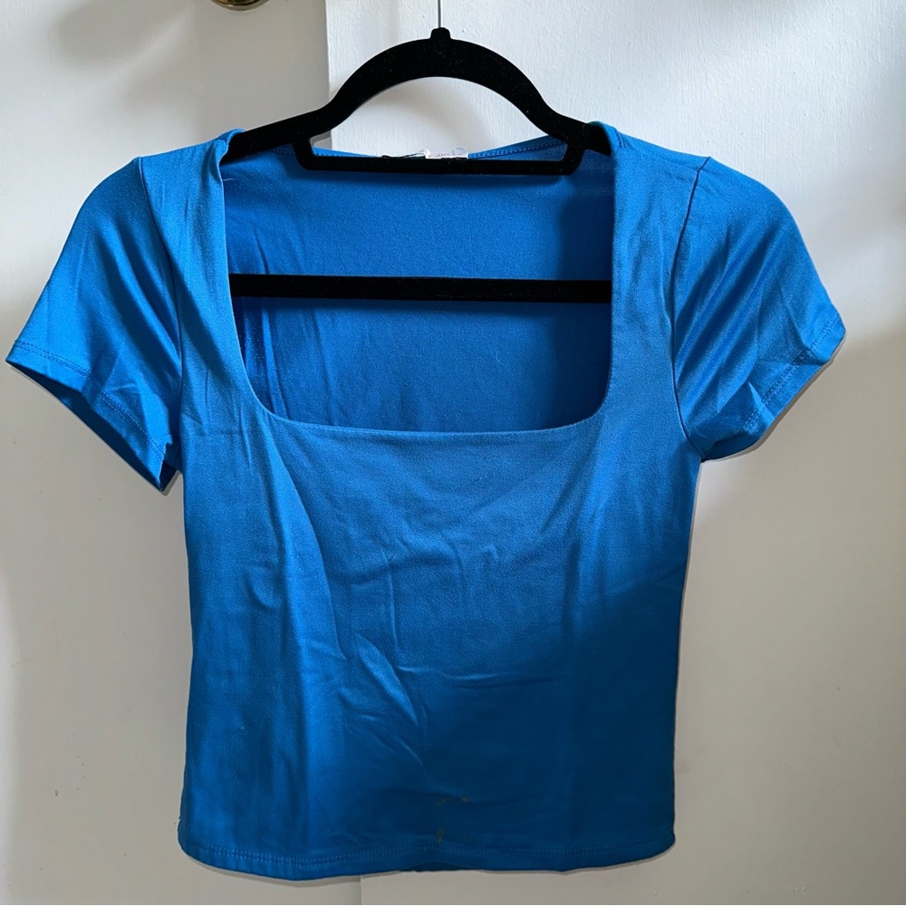 BRIGHT BLUE SQUARE NECK TOP